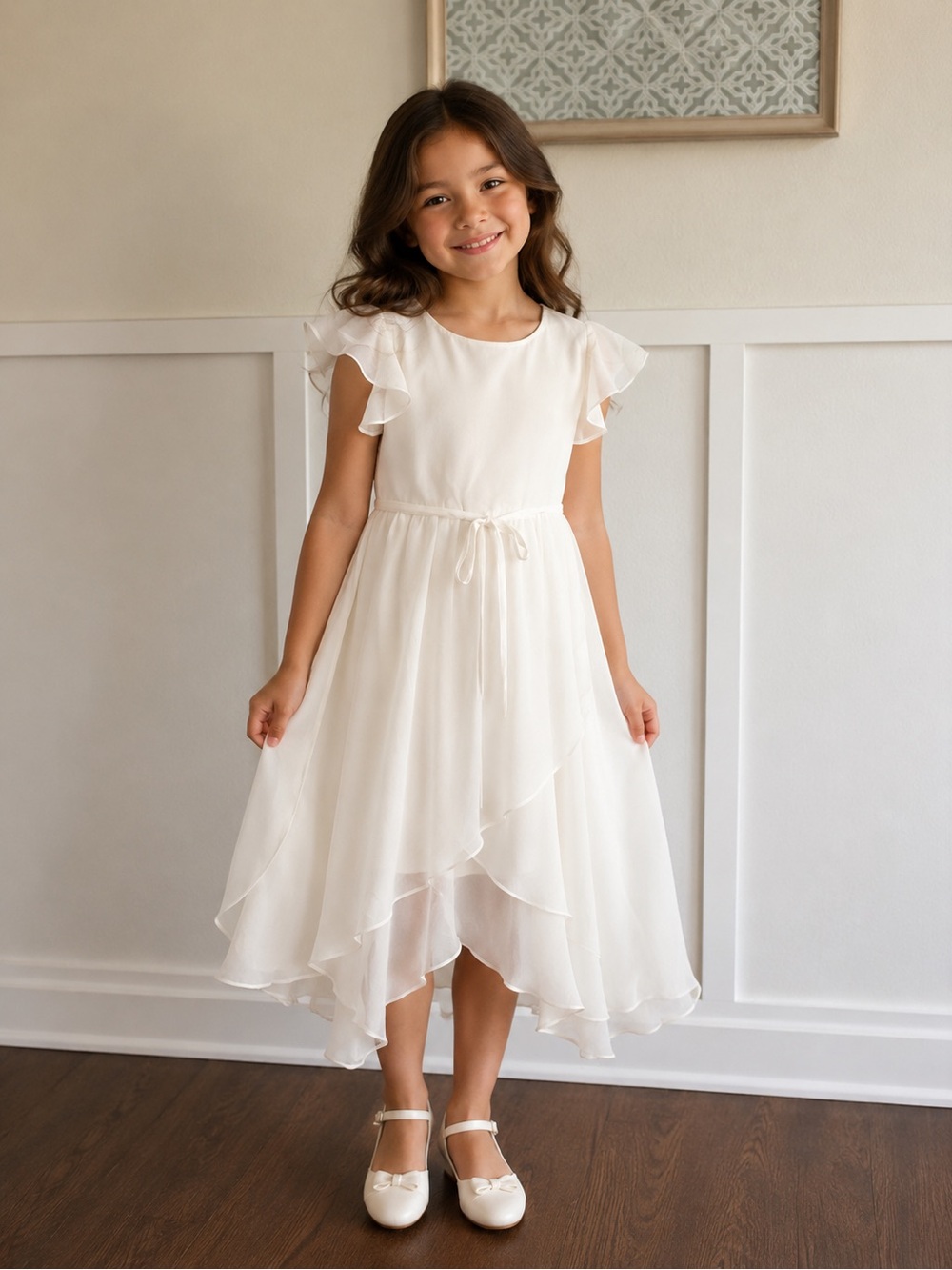 Elegant White Kids Formal Dress